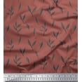 thumbnail image 1 of Soimoi Brown Silk Fabric Leaves Printed Fabric 1 Yard 42 Inch Wide, 1 of 3