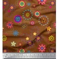 thumbnail image 1 of Soimoi Brown Viscose Chiffon Fabric Insect & Floral Clip Art Print Fabric by The Yard 42 Inch Wide, 1 of 1