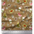 thumbnail image 1 of Soimoi Brown polyester Crepe Fabric Coffee Cup,Gift Box & Tree Christmas Decor Fabric Printed Yard 52 Inch Wide, 1 of 1