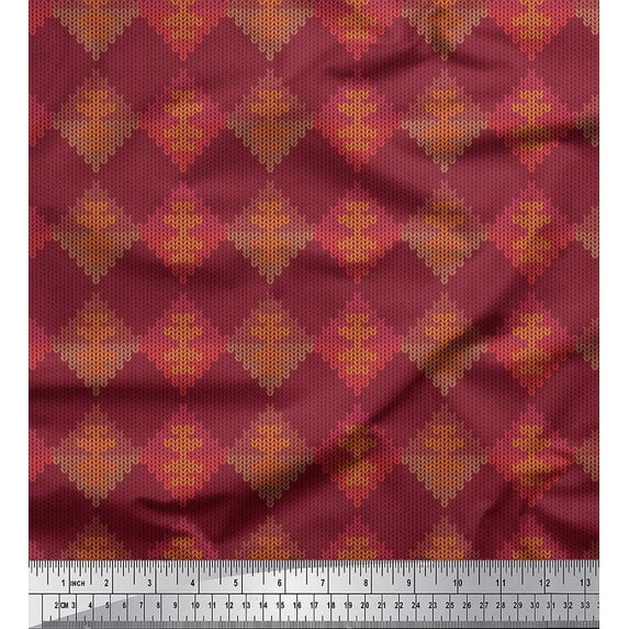 Soimoi Brown polyester Crepe Fabric Embroidery Style Art & Craft Printed Fabric 1 Yard 42 Inch Wide