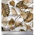 thumbnail image 1 of Soimoi Brown polyester Crepe Fabric Monstera Leaf & Floral Decor Fabric Printed Yard 42 Inch Wide, 1 of 3