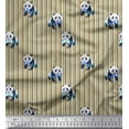 thumbnail image 1 of Soimoi Brown polyester Crepe Fabric Panda & Stripe Print Fabric by the Yard 42 Inch Wide, 1 of 3