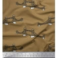 thumbnail image 1 of Soimoi Brown polyester Crepe Fabric Text & London Bridge Architectural Print Fabric by the Yard 42 Inch Wide, 1 of 3