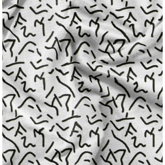 Soimoi Brush Stroke Print, Velvet Fabric, Decor Sewing Fabric by The Yard 54 Inch Wide,Decorative Fabric for Upholstery and Home Accents, White & Black