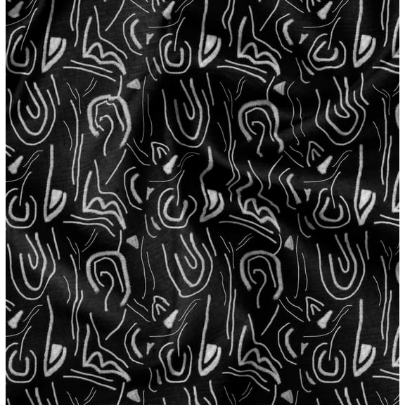 Soimoi Brush Stroke Printed, Poly Canvas Fabric, Decor Sewing Fabric by The Yard 56 Inch Wide,Decorative Fabric for Curtains Tote Bags, Black & White