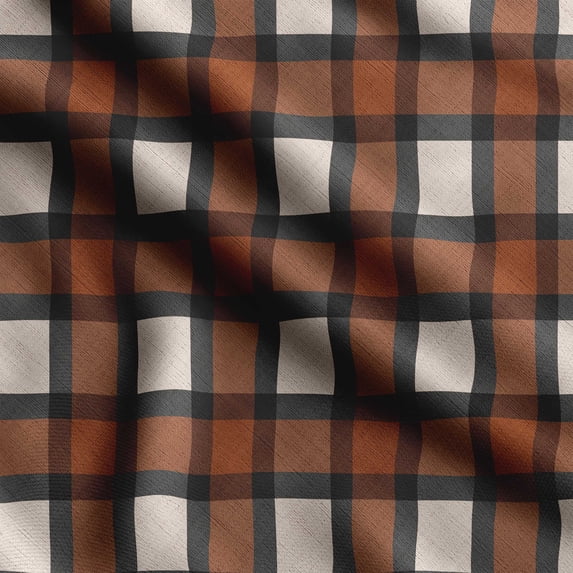 Soimoi Check Print, Poly Taffeta Fabric, Decor Sewing Fabric by The Yard 56 Inch Wide, Decorative Fabric for Outdoor Upholstery, Umbrellas and Home Accents, Brown