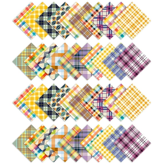Soimoi Check Print Precut 10-inch Cotton Fabric Quilting Squares Charm Pack DIY Patchwork Sewing Craft