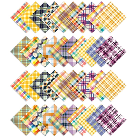 Soimoi Check Print Precut 5-inch Cotton Fabric Quilting Squares Charm Pack DIY Patchwork Sewing Craft