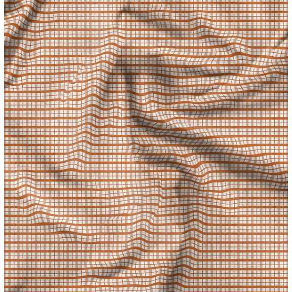 Soimoi Check Print, Silk Fabric, Decor Sewing Fabric by The Yard 42 Inch Wide,Decorative Fabric for Shirts Suits Ties, Orange
