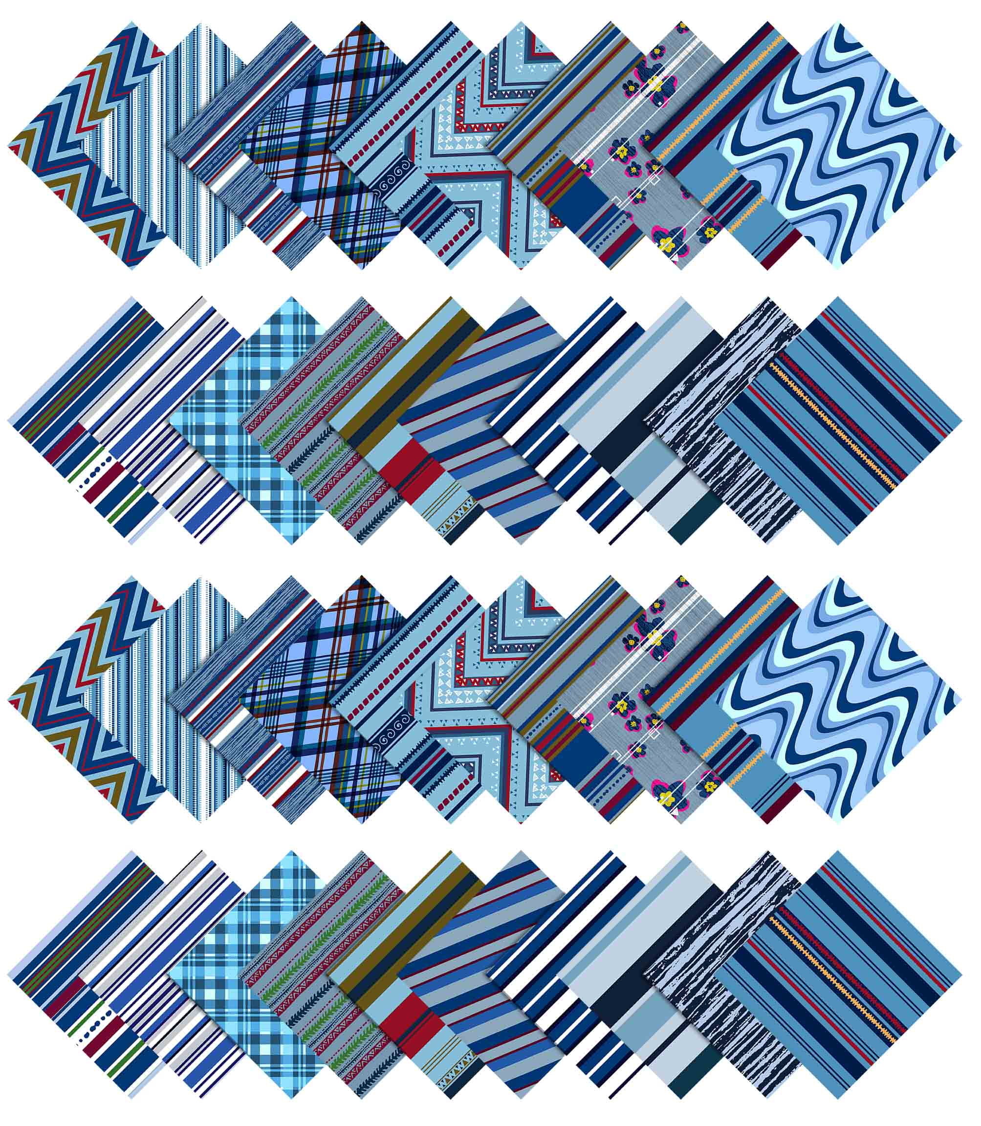 Soimoi Check Print&nbsp;Precut 10-inch Cotton&nbsp;Fabric&nbsp;Quilting&nbsp;Squares&nbsp;Charm Pack DIY Patchwork Sewing Craft-Blue