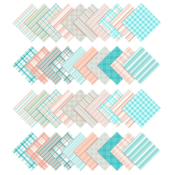 Soimoi Check Print&nbsp;Precut 5-inch Cotton&nbsp;Fabric&nbsp;Quilting&nbsp;Squares&nbsp;Charm Pack DIY Patchwork Sewing Craft-Teal Blue