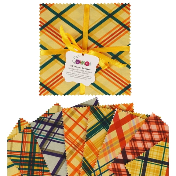Soimoi Check PrintPrecut 5-inch CottonFabricQuiltingSquaresCharm Pack DIY Patchwork Sewing Craft- Multicolor
