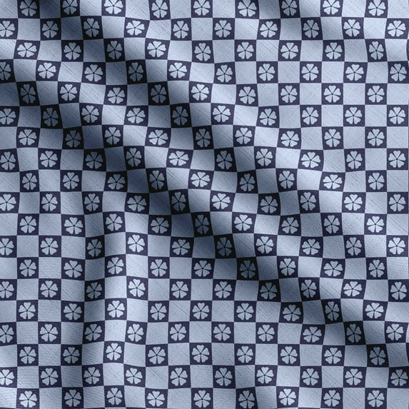 Soimoi Checker Board Printed, Polyester Fleece, Fabric by The Yard Sewing DIY Stretch Fabric 56 Inches Wide, WarmFabric for Hats, Coats, Gloves, Blankets, Blue