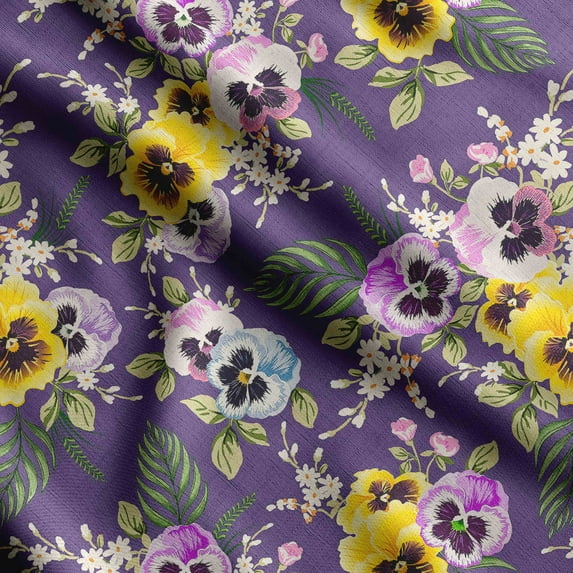 Soimoi Chinese Floral Print, Velvet Fabric, Decor Sewing Fabric by The Yard 54 Inch Wide,Decorative Fabric for Upholstery and Home Accents, Purple