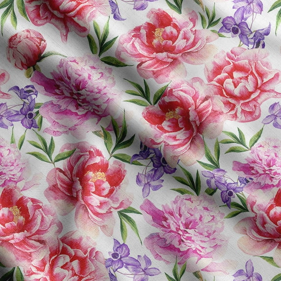 Soimoi Chinese Floral Printed,Cuddle Minky Fabric, Sewing Fabric by The Yard 56 Inch Wide,Decorative Plush Soft Fabric, Baby Garments, Toys and Blankets, Pink