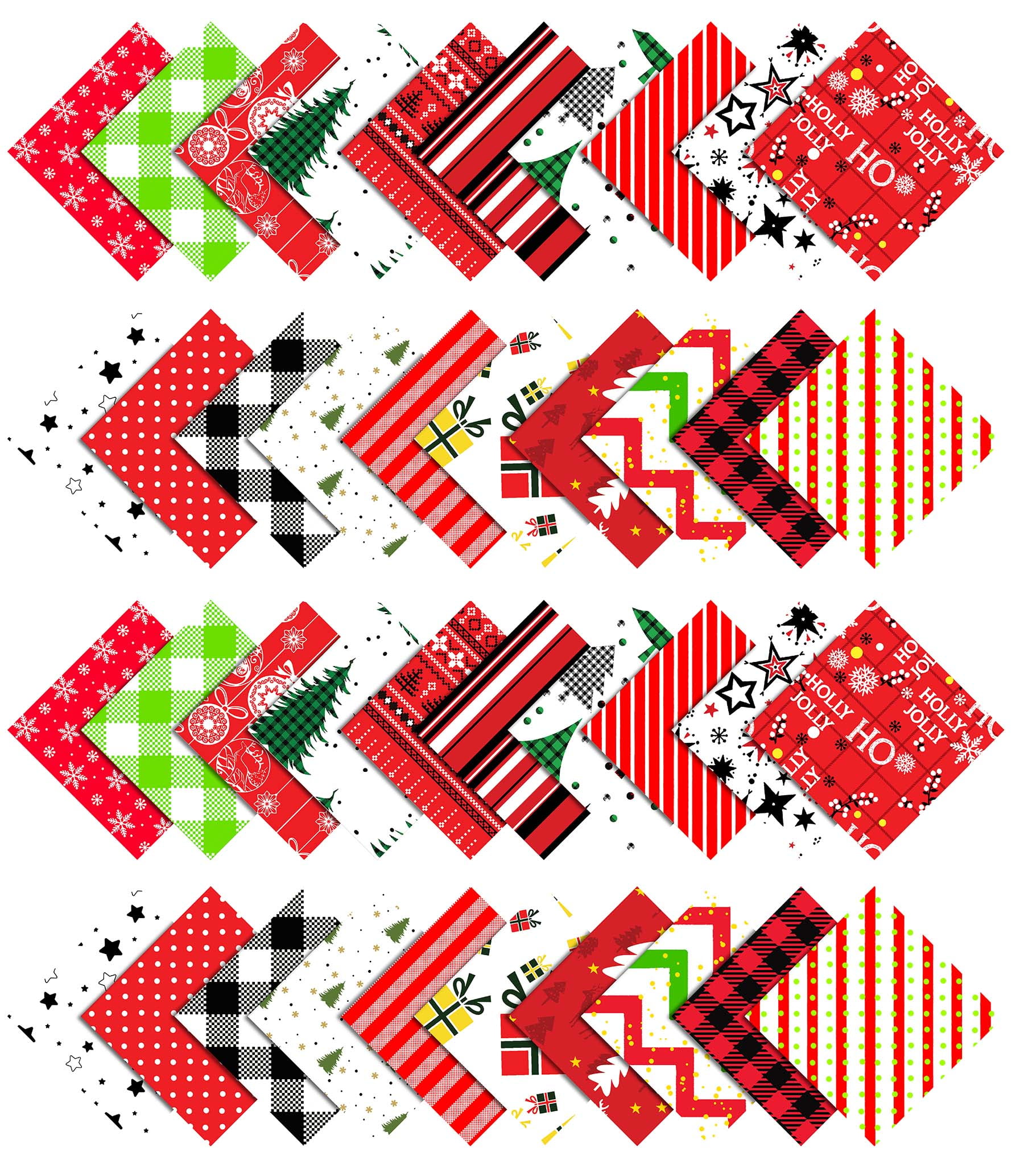 Soimoi Christmas Theme Print Precut 10-inch Cotton Fabric Quilting Squares Charm Pack DIY Patchwork Sewing Craft