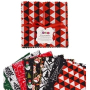 Soimoi Christmas Theme Print Precut 5-inch Cotton Fabric Quilting Squares Charm Pack DIY Patchwork Sewing Craft