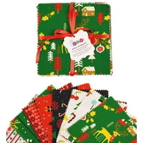 Soimoi Christmas Theme Print Precut 5-inch Cotton Fabric Quilting Squares Charm Pack DIY Patchwork Sewing Craft