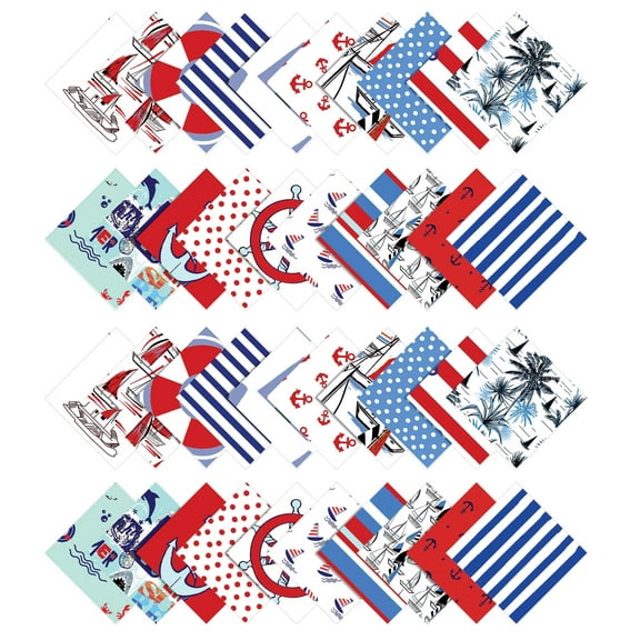 Soimoi Coastal Print Precut 5-inch Cotton Fabric Quilting Squares Charm Pack DIY Patchwork Sewing Craft-Blue