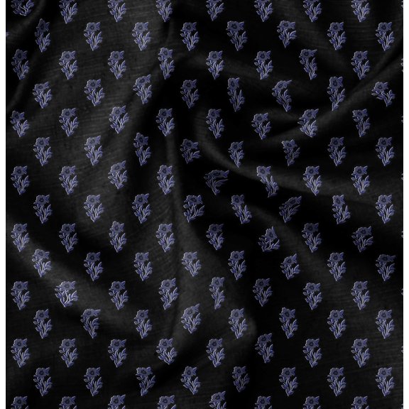Soimoi Cotton Cambric Black Fabric By the Yard - 42 Inch Wide - Florals, Leaves Print Fabric - Elegant & Beautiful Patterns for Fashion and Home Decor Printed Fabric