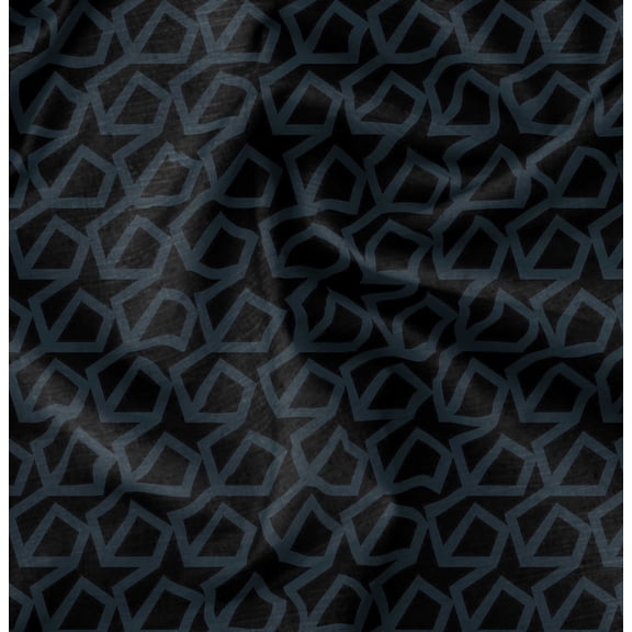 Soimoi Cotton Cambric Black Fabric By the Yard - 42 Inch Wide - Spiral & Geometric Material - Playful and Chic Patterns for Creative Crafts Printed Fabric