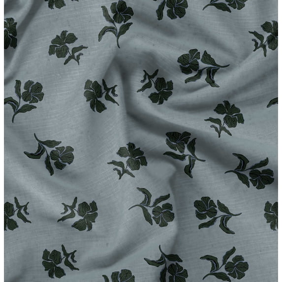 Soimoi Cotton Cambric Blue Fabric By the Yard - 42 Inch Wide - Florals, Leaves Print Fabric - Elegant & Beautiful Patterns for Fashion and Home Decor Printed Fabric