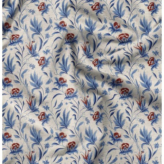 Soimoi Cotton Cambric Blue Fabric By the Yard - 42 Inch Wide - Florals Print Fabric - Elegant and Timeless Patterns for Fashion and Home Decor Printed Fabric