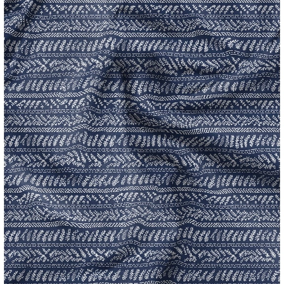 Soimoi Cotton Cambric Blue Fabric By the Yard - 42 Inch Wide - Leaves Block Textile - Nature - Inspired Patterns for Fashion and Home Projects Printed Fabric
