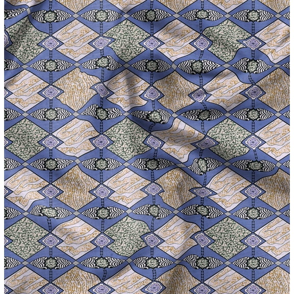 Soimoi Cotton Cambric Blue Fabric By the Yard - 42 Inch Wide - African Tribal Material - Artistic and Modern Patterns for Various Uses Printed Fabric