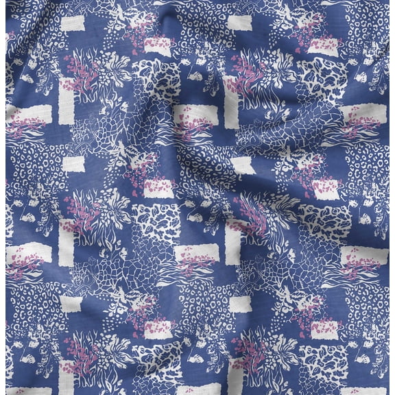 Soimoi Cotton Cambric Blue Fabric By the Yard - 42 Inch Wide -Abstracts Art Fabric - Contemporary and Unique Patterns for Creative Projects Printed Fabric