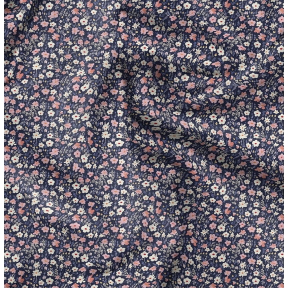 Soimoi Cotton Cambric Blue Fabric By the Yard - 42 Inch Wide - Florals Print Fabric - Elegant and Timeless Patterns for Fashion and Home Decor Printed Fabric