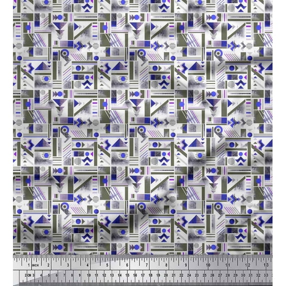 Soimoi Cotton Cambric Fabric Abstract Geometric Decor Fabric Printed Yard 56 Inch Wide
