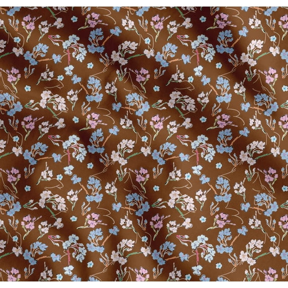 Soimoi Cotton Cambric Fabric Artistic Floral Printed Craft Fabric by The Yard 56 Inch Wide