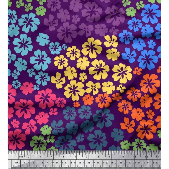 Soimoi Cotton Cambric Fabric Artistic Flower Decor Fabric Printed Yard 42 Inch Wide