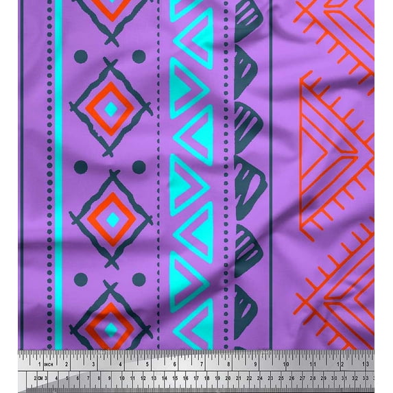 Soimoi Cotton Cambric Fabric Aztec Geometric Print Fabric by Yard 56 Inch Wide