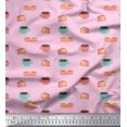 thumbnail image 1 of Soimoi Cotton Cambric Fabric Cake Slice & Coffee Beverages Printed Fabric 1 Yard 56 Inch Wide, 1 of 1