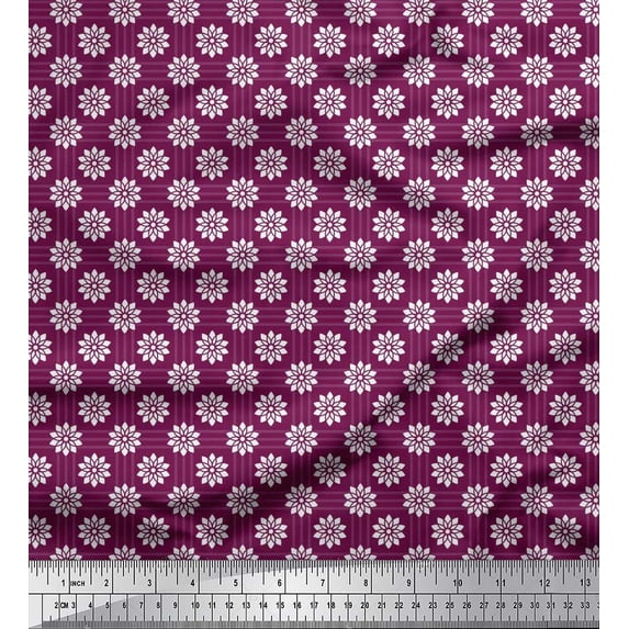 Soimoi Cotton Cambric Fabric Check & Floral Artistic Fabric Prints By Yard 56 Inch Wide