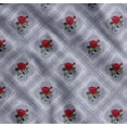 thumbnail image 1 of Soimoi Cotton Cambric Fabric Check,Leaves & Rose Floral Printed Craft Fabric by The Yard 42 Inch Wide, 1 of 7
