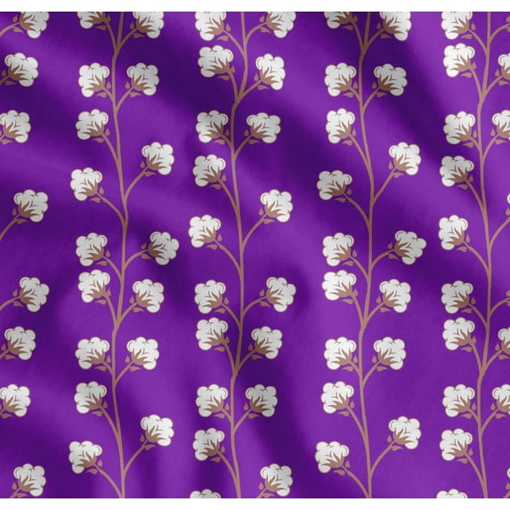 Soimoi Cotton Cambric Fabric Cotton Ball Floral Print Fabric by the Yard 42 Inch Wide
