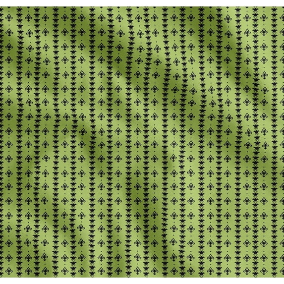 Soimoi Cotton Cambric Fabric Dot & Fleur De Lis Damask Printed Fabric 1 Yard 42 Inch Wide