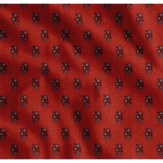 Soimoi Cotton Cambric Fabric Dot & Floral Artistic Print Fabric by the Yard 56 Inch Wide