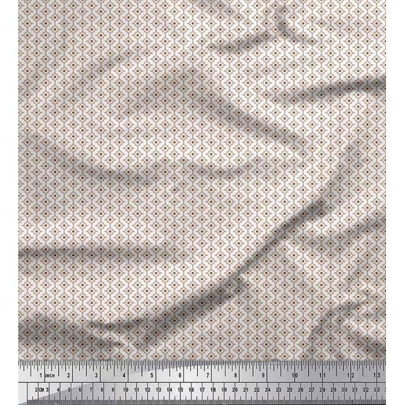Soimoi Cotton Cambric Fabric Dot & Floral Small Decor Fabric Printed Yard 42 Inch Wide