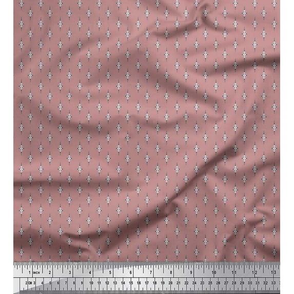 Soimoi Cotton Cambric Fabric Dot & Leaves Small Motif Shirting Print Fabric by The Yard 56 Inch Wide