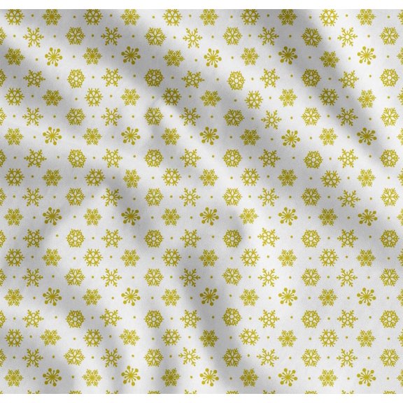 Soimoi Cotton Cambric Fabric Dot & Snow Flakes Floral Print Sewing Fabric Yard 42 Inch Wide