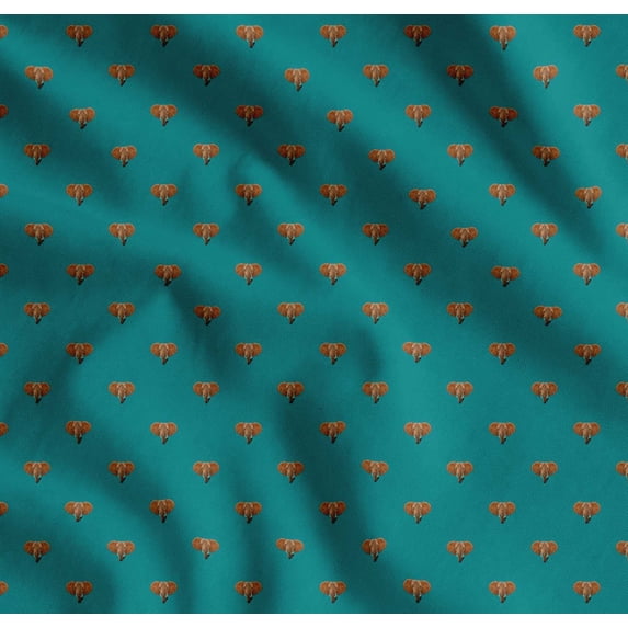 Soimoi Cotton Cambric Fabric Elephant Face Animal Print Sewing Fabric Yard 56 Inch Wide