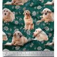 thumbnail image 1 of Soimoi Cotton Cambric Fabric Floral,Book & Golden Retriever Dog Print Fabric by The Yard 56 Inch Wide, 1 of 1