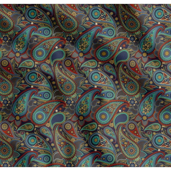 Soimoi Cotton Cambric Fabric Floral & Paisley Print Fabric by The Yard 56 Inch Wide