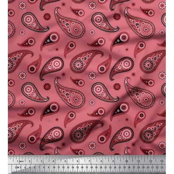 Soimoi Cotton Cambric Fabric Floral & Paisley Print Fabric by Yard 42 Inch Wide
