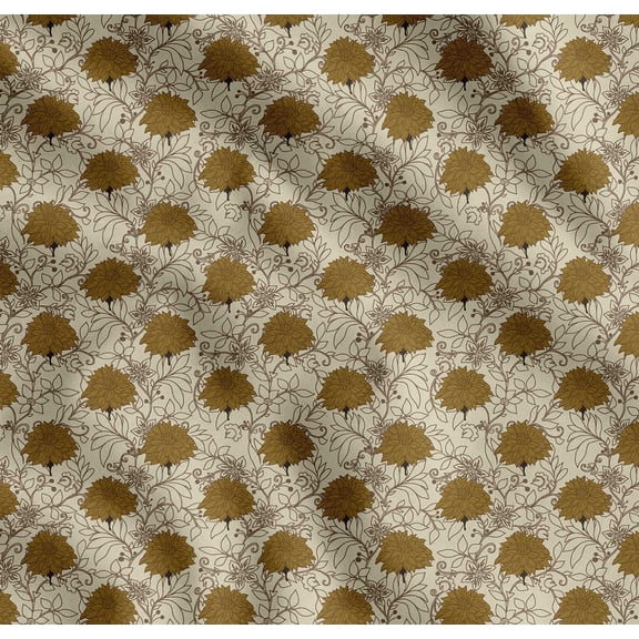 Soimoi Cotton Cambric Fabric - Floral Print - Beige - 56" Wide, Soft Lightweight Fabric by The Yard for Kurtas, Dresses, Baby Clothes, Linings, Quilting & Embroidery Base