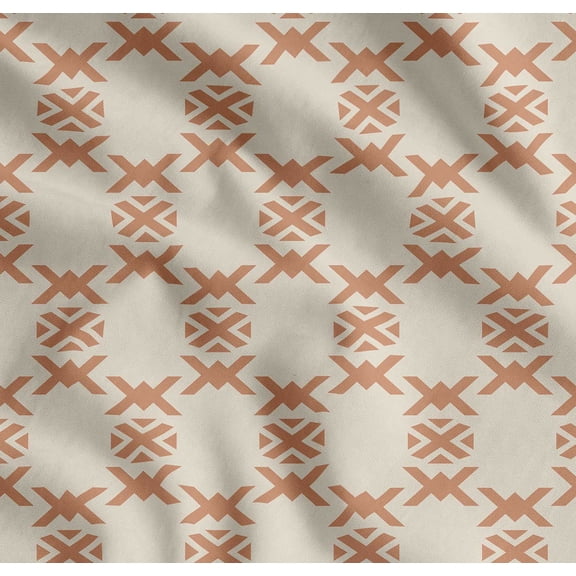 Soimoi Cotton Cambric Fabric - Geometric Print- Orange - 56 Inch Wide, Fine Weave Fabric for Sewing Kurtas, Summer Dresses, Crafts, Quilting, Baby Apparel & DIY Projects